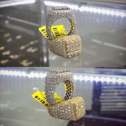 AEAW Luxury 11.5ctw Solid 10K Gold Moissanite Diamond Wedding Band Round Cut Diamonds Full Eternity Anniversary Ring