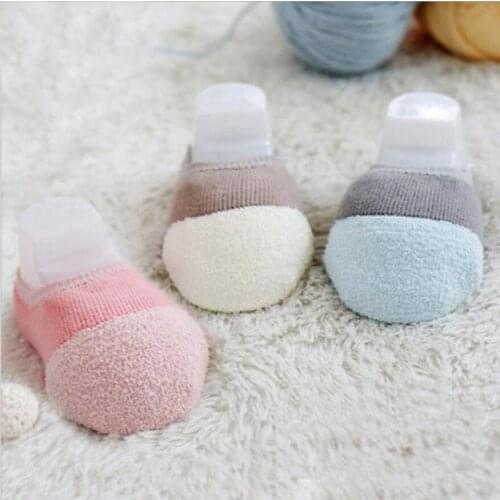 Christening Winter Warm Cotton Baby boy/girl Socks,Kids Infantil Knitted Socks Newborn thick terry boat socks 0 to 24m