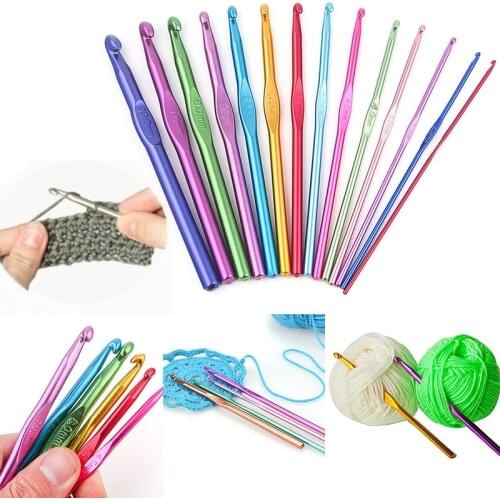 8 Pcs/lot 2/2.5/3/3.5mm Aluminum Oxide Knitting Needles Crochet Hook Weave Crochet Needles Set Hand knitting tools diy