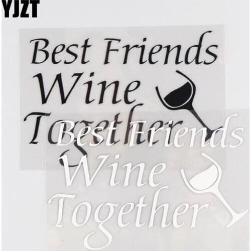 YJZT 13.5×9.3CM Best Friends Wine Together Vinyl Decal Car Sticker Modern Creative Black/Silver 4C-0410