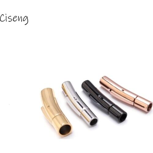 Ciseng 1pc Stainless Steel Bayonet Clasp Open Round Buckle End Clasp Connector Fit 3 4 5 6mm Leather Jewelry Making Findings