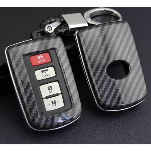 Hard Car Key Shell For Toyota RAV4 Camry Highlander Corolla Avalon Carbon Fiber Chain Fob Case Cover