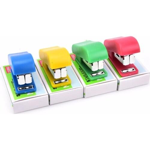 1 Set Stapler Candy Solid Color Plastic Fastener Paper Stapler Manual Stapler No. 10 Staples Set Color Randomly