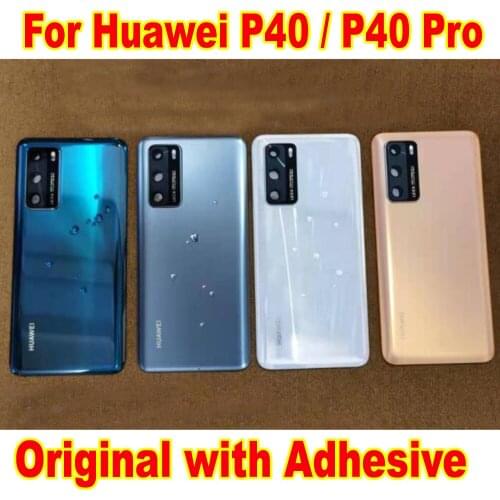 100% Original Best Tempered Glass Battery Back Cover For Huawei P40 / P40 Pro Rear Case Door Housing Phone Lid + Camera frame