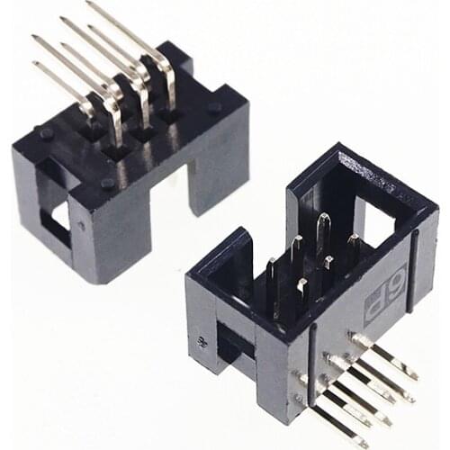 100 Pcs Shrouded Box header IDC Socket 2.54mm 2x3 Pin 6 P Right Angle Male square pin 0.64mm 2 rows space 2.54 Through hole DIP