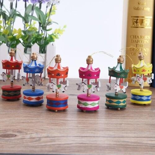 120pcs Vintage Wood Carousel Horse Christmas Tree Pendant Hanging Ornaments Romatic Wedding Birthday Party Decoration ZA4931
