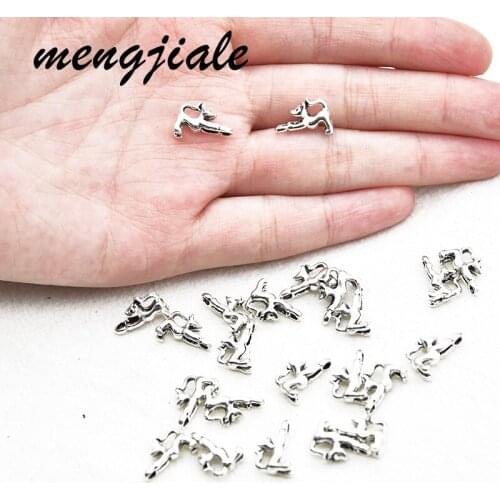 20pcs Wholesale Antique Silver Dog Charms Zinc Alloy Metal Animals Pendants For DIY Handmade Jewelry Accessories Making 14*8mm