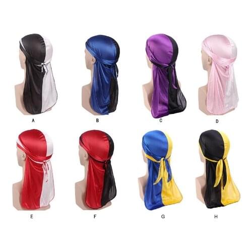 2021 Long Tail Silk Scarf Muslim Turban Doo Rag Pirate Hat Durag Chemo Caps Skull Hat Headwear 7 Colors To Choose From