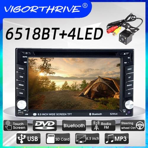 Universal 2 din 6.5 inch Car DVD MP4 Player With Bluetooth USB AM FM touch screen SD card Radio 7 languagefor rear camera