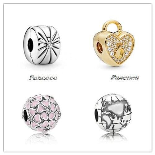 925 Sterling Silver Charm Engraved Firework Sunburst Clip Lock Stopper Beads Fit Pandora Bracelet & Necklace Diy Jewelry