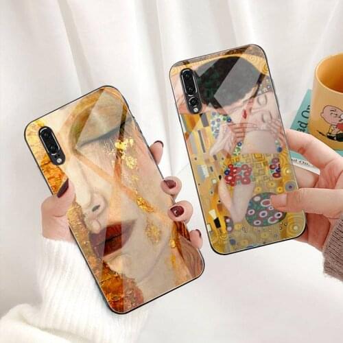 Kiss By Gustav Klimt Phone Case Tempered Glass For Huawei P30 P20 P10 lite honor 7A 8X 9 10 mate 20 Pro