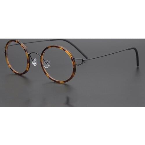 2021 Linder Brand Designer Hand-Made Ultralight Retro Round Alloy Prescription Glasses Frame For Men Women Optical Eyeglasses