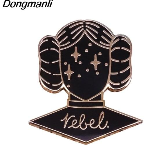 DZ82 Princess Leia Feminist Figure Enamel Pins and Brooches for Women Fashion Lapel Pin Backpack Bags Badge Gifts