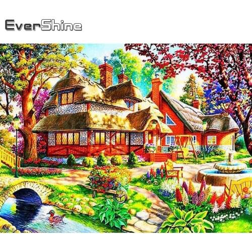 Evershine 5D DIY Diamond Embroidery House Rhinestone Picture Diamond Painting Autumn Cross Stitch Landscape Wall Decoration