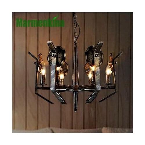 Shaped living room chandelier creative restaurant retro cafe bar iron art pendant lamps.E14*6,AC110-240V