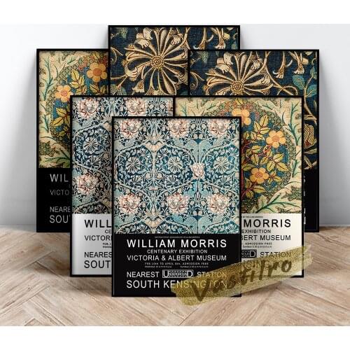 William Morris Famous Classic Poster, Fabric Textured Background Art Prints, Morris Flower Leaf Wall Art, Plant Floral Painting