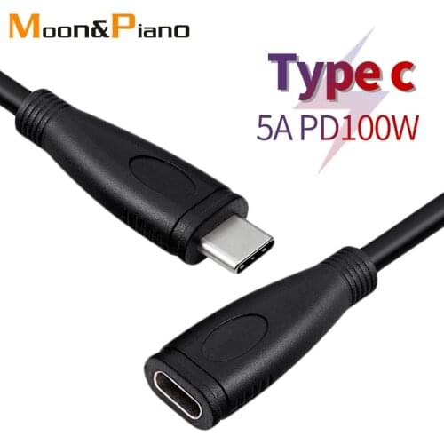Type-c to Type-c Data Cable 3.1 Double Type-c Extension Cable Male to Female 5A 5V 20V PD 100W Cord 0.2m 0.5m 1m 2m 3m