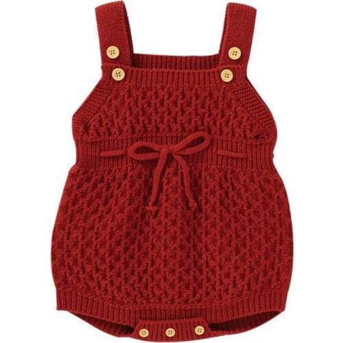 Baby Knit Bow Romper Newborn Knitted Baby Clothes Autumn Winter Sleeveless Baby Girl Romper Cotton Baby Jumpsuit Boy Romper