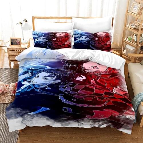 Demon Slayer Bedding Set Single Twin Full Queen King Size Demon Slayer Bed Set Children Kid Bedroom Duvetcover Sets 3D Print 014