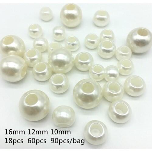 10mm12mm16mm Imitation Pearl big hole Round Beads creamy white For Jewelry Making DIY Craft Accessories high-grade Meideheng