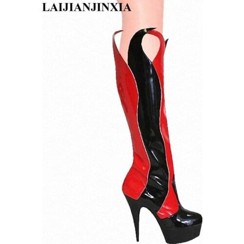LAIJIANJINXIA NewKnee-High Boots for women 6 inch High Heels fashion Spring/Autumn womens motorcycle boots sexy dance shoes