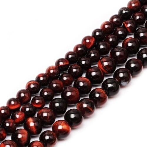 LanLi Chakra Natural Stone Bead Red Tiger Eye Round Loose Gemstone for DIY Gift Bracelet Necklace Earring Jewelry Making Kit