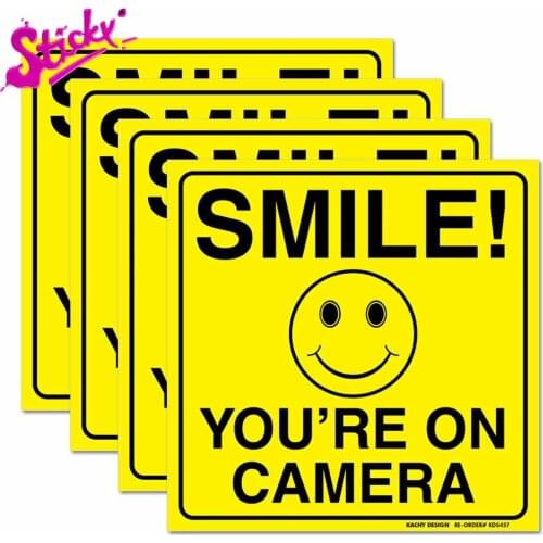 STICKY Smile You're On Camera Sign Warning Plaques & Signs Car Sticker Decal Decor UV Protected & Weatherproof PVC Vinyl