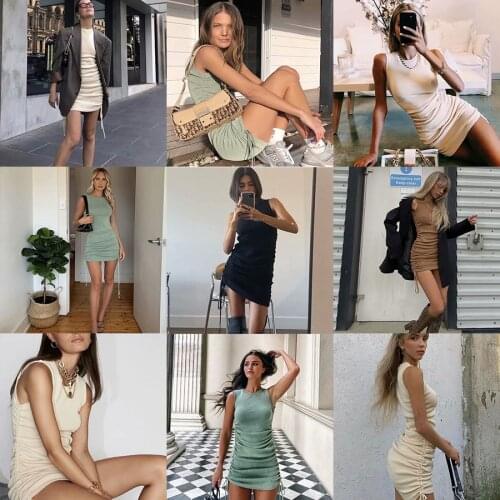 Linjiashop black mini dress women elastic bodycon beige green coffee straps sleeveless mini dress ladies vestidos robe femme