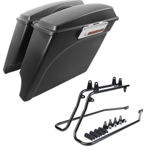 Motorcycle 5" Matte Black Stretched Extended Saddlebags Conversion Brackets For Harley Softail FatBoy 1986-2013