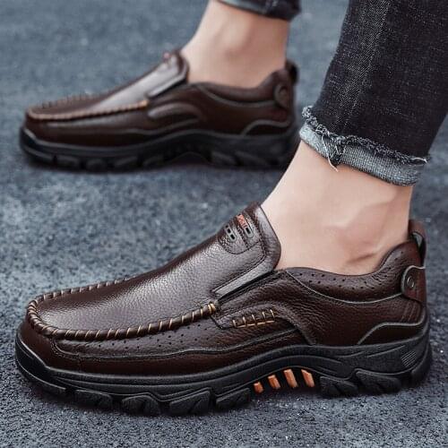 Mens Spring Autumn Casual Shoes Thick Soled Leather Large Size Casual Leather Shoes Light And Fashionable Business Mens Shoes