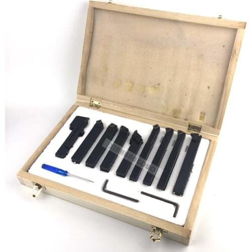 Lathe cutting tools set 14mm 9pcs/set indexable carbide lathe tools set with tool inserts for mini lathe