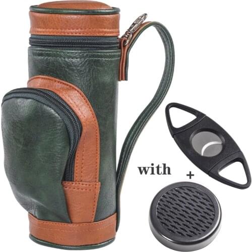 2021 New 1set Golf Bag Cigar Case Holder with Bag Clip Cigar Cutter and Humidifier Portable Travel Humidor Cigar Accessories