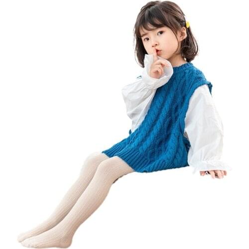 Spring and Autumn New Kids Pantyhose Cotton White Double Needle Girls' Leggings Student Dance Body Stockings Baby Girl Stuff