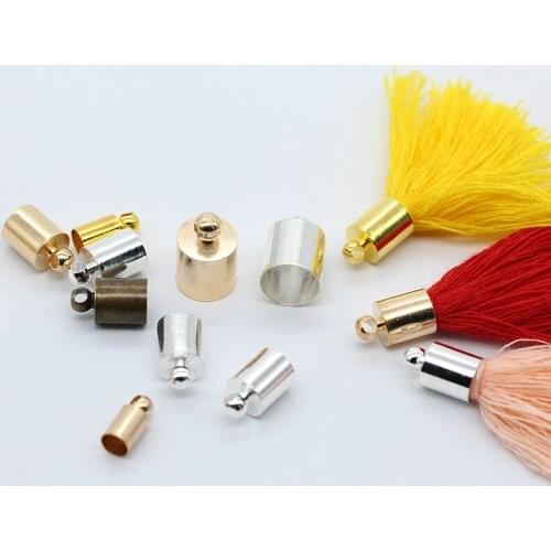 50p 4/6/8mm Tassel Leather Cord End Crimp Caps Beads End Tip Cap Findings For DIY Necklace Jewelry Making wholesale supplies
