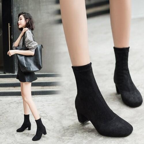 Solid Color Ankle Boots, Fashionable High Heel Boots, Womens Shoes (Height 6cm 2.36inches)