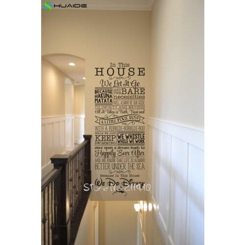Huge Wall Quote Decals In this House Rules Wall Art Vinyl floor stickers home decor vinilos parede Wall Stickers For Kids A704
