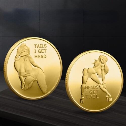 Hip Lift Hair Lucky Sexy Girl Beautiful Woman Gold Plated Challenge Coin ,Gold Coin Plated Alloy Craft Gift