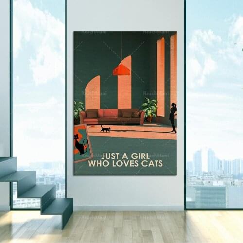 Cat is just a girl poster, wall poster, retro style, funny kitten decoration poster