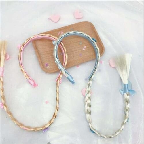 Fashion Girl Ponytail Flower Braid Headbands Glitter Ears Cute Kids Girls Princess Braid Wig Hairbands Hair Accessories