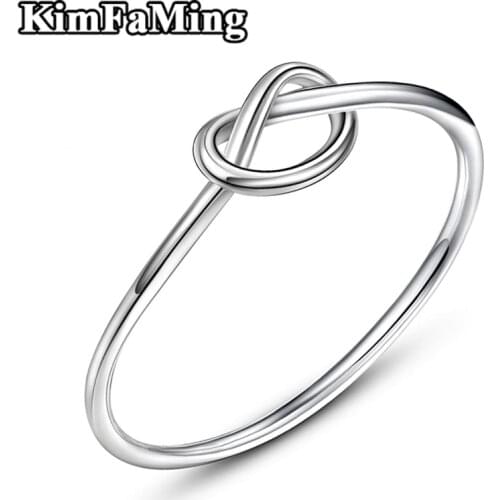 Romantic and Sweet Young Girl 925 Silver Love Knot Rings Jewelry Valentine Gift NR064
