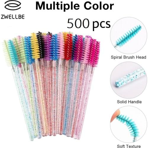 500Pcs/Pack Disposable Crystal Eyelash Brush Comb Eye Lashes Extension Mascara Wands Makeup Professional Beauty Tool
