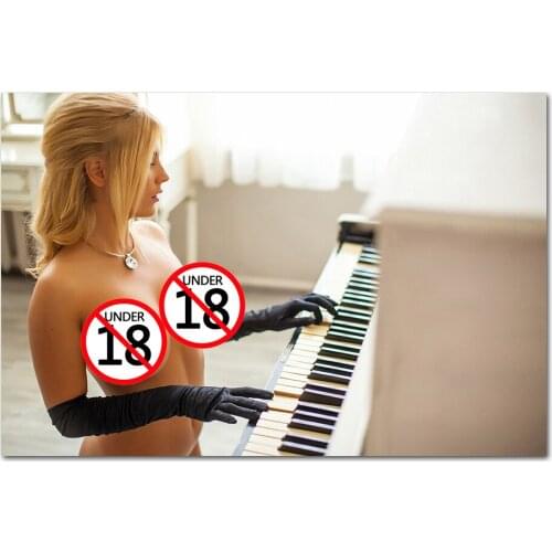 Sexy Blonde Girl is Playing the Piano Wallpaper Wall Art Posters and Print HD Canvas Painting Wall Picture for Living Room Decor