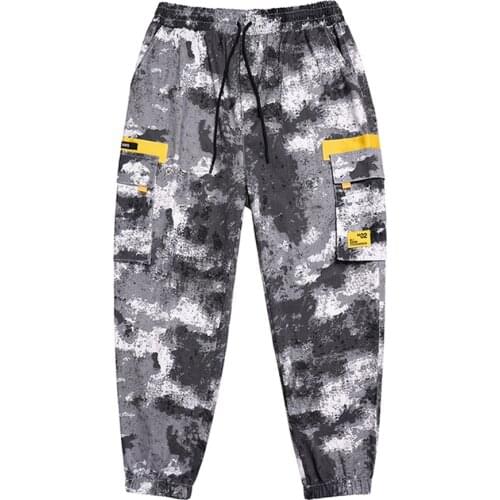 Spring Summer Men Snow Camouflage Military Cargo Pants Loose Fashion Casual OverallsTrousers Elastic Waist Plus Size Male 7XL