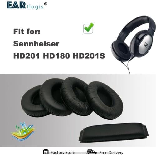 Replacement Ear Pads for Sennheiser HD201 HD180 HD201S Headset Parts Leather Earmuff Earphone Sleeve Cover