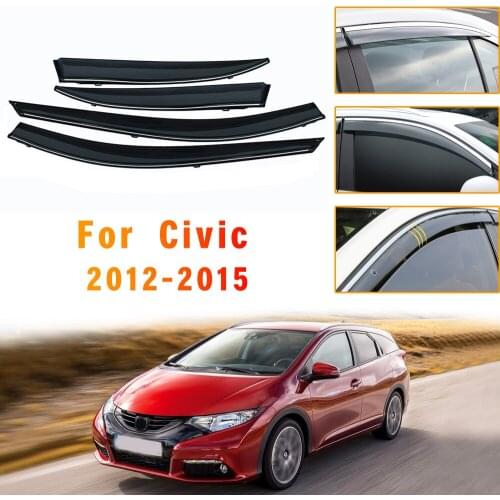 For Honda Civic Sedan 2012 2013 2014 2015 Window Sun Rain Visor Deflector Guard Car Styling Auto Accessories 4pcs ABS Awnings