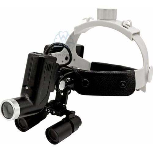 Good Quality 4X Dental Binocular Loupes 8X-R 280-380mm Headband Mounted with LED Headlight