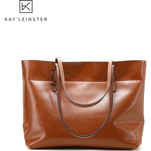 Oil Wax Genuine Leather Women Tote Handbag Fashion Soild Female Shoulder Bags High Quality lager capacity Ladies Travel Bag