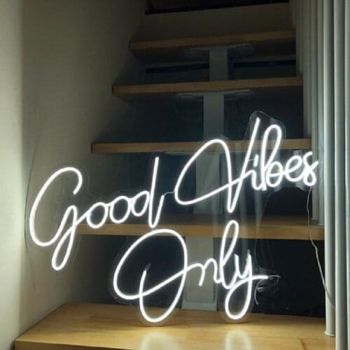 Custom Neon Light Good Vibes Only Led Neon Letters Sign Wall Decor For Living Room Wedding Party Cafe Store Neon Sign