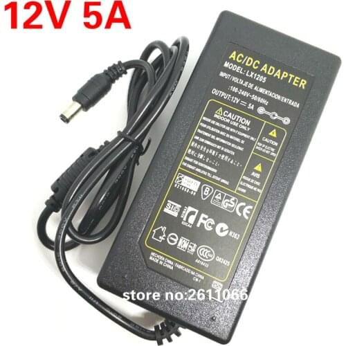 12V5A DC 12V 5A AC 110-240V LED light power adapter LED Power Supply Adapter Transformer for LED strip 5050 2835 DC 5.5*2.5mm