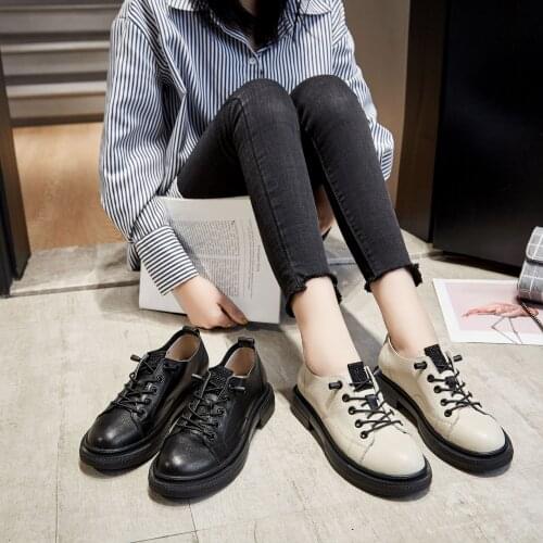 Women Shoes Pumps Off White Med Mary Janes Genuine Leather Round Toe Lace-Up Office & Career Zapatos De Mujer